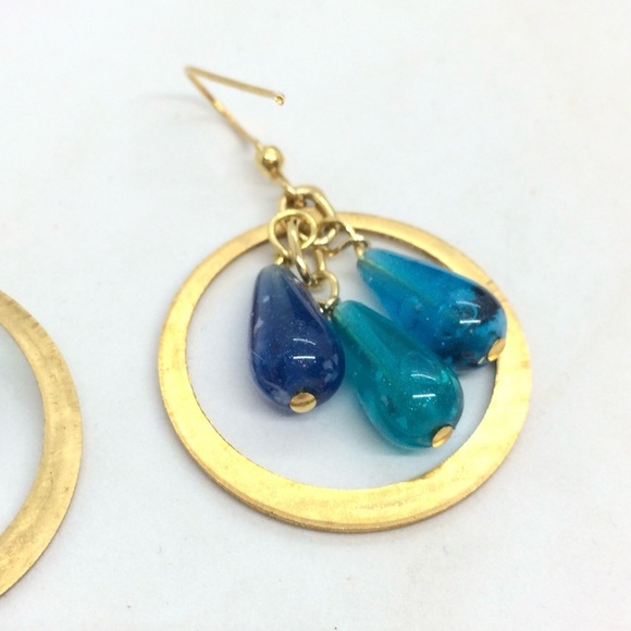 3/$30 UPCYCLED HANDMADE EARRING BRASS HOOP PLASTIC VINTAGE GOLD BOHO VERMEIL - Picture 10 of 15